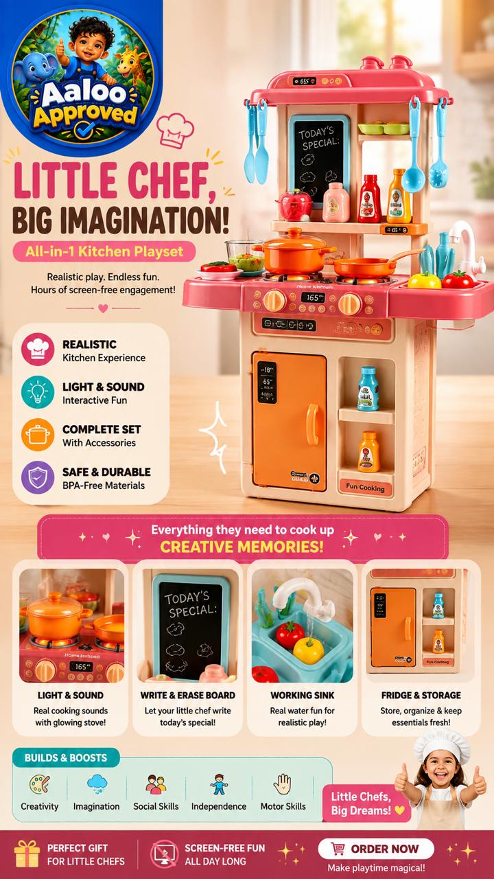Child playing with All-in-1 Kitchen Playset